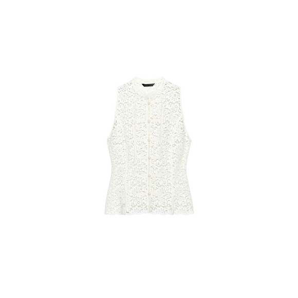 Zara Tops - Zara GUIPURE FIREMAN CLASP TOP in White